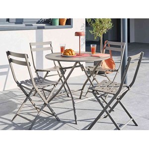 Table de jardin ronde greensboro 4 places café + 4 chaises - hespéride