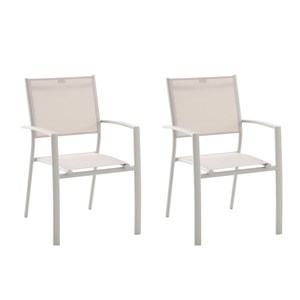Lot de 2 fauteuils de jardin empilable faro beige- jardideco