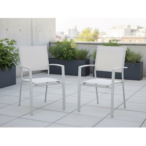 Lot de 2 fauteuils de jardin empilable faro beige- jardideco