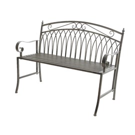 Banc de jardin en métal gris - jardideco