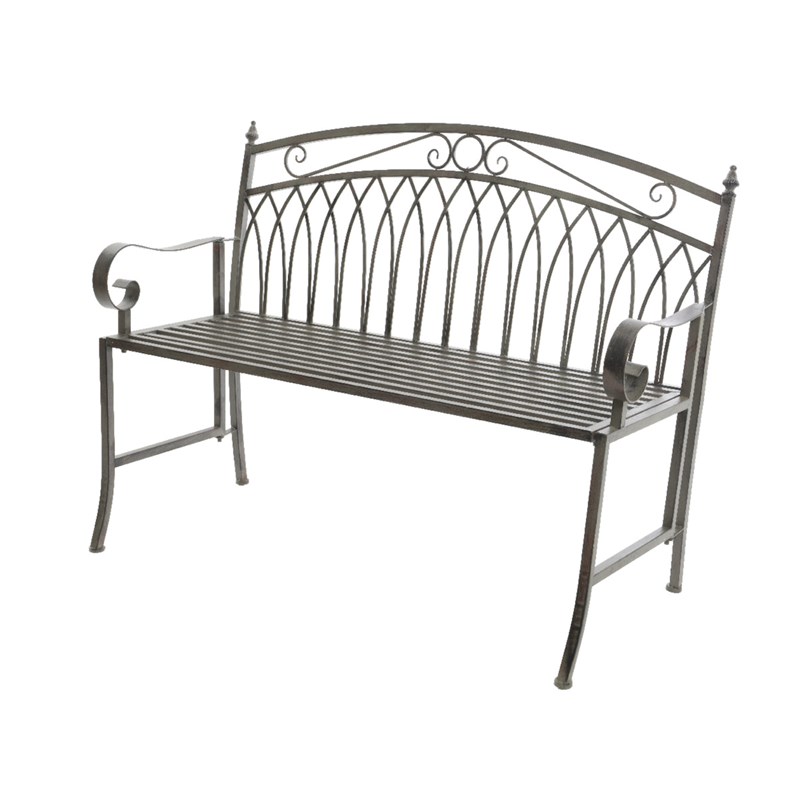 Banc de jardin en métal gris - jardideco