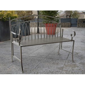 Banc de jardin en métal gris - jardideco