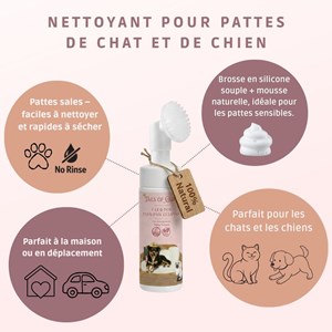 Nettoyant pattes naturel chien & chat pompe mousse avec brosse souple 200ml