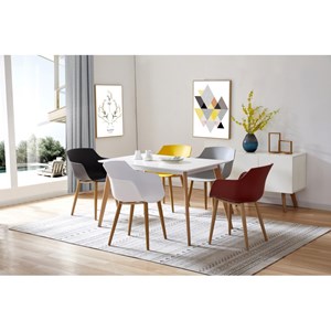 Andrea-chaise scandinave gris pied métal effet bois (x2)
