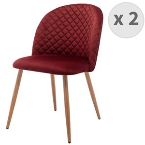 Lola-chaise vintage velours lie de vin pieds métal effet bois,(x2)