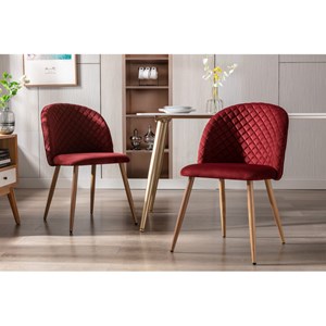 Lola-chaise vintage velours lie de vin pieds métal effet bois,(x2)