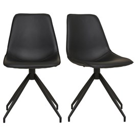 Andy- chaise pivotante à 360° en cuir synthétique noir (x2)