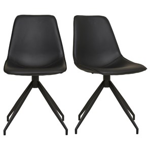 Andy- chaise pivotante à 360° en cuir synthétique noir (x2)