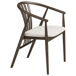 Bess-fauteuil de table en chêne fumé massif et tissu beige