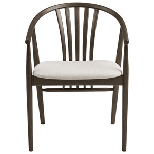 Bess-fauteuil de table en chêne fumé massif et tissu beige