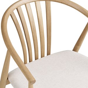 Bess-fauteuil de table en chêne massif et tissu beige