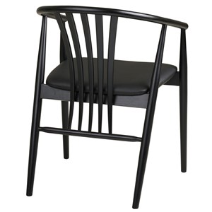Bess-fauteuil de table en bois massif noir et pu noir