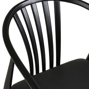 Bess-fauteuil de table en bois massif noir et pu noir