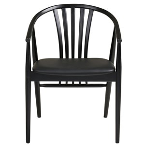 Bess-fauteuil de table en bois massif noir et pu noir