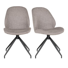 Carla-chaise pivotante à 360° en tissu gris (x2)
