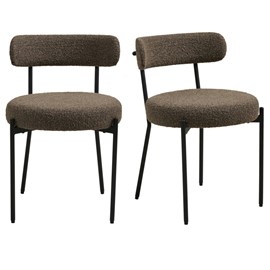 Erin-chaise en tissu bouclé marron (x2)