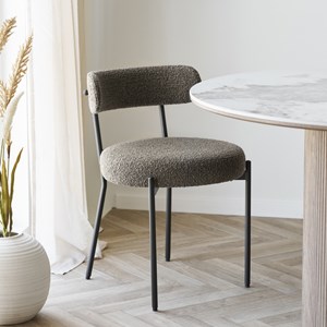 Erin-chaise en tissu bouclé marron (x2)