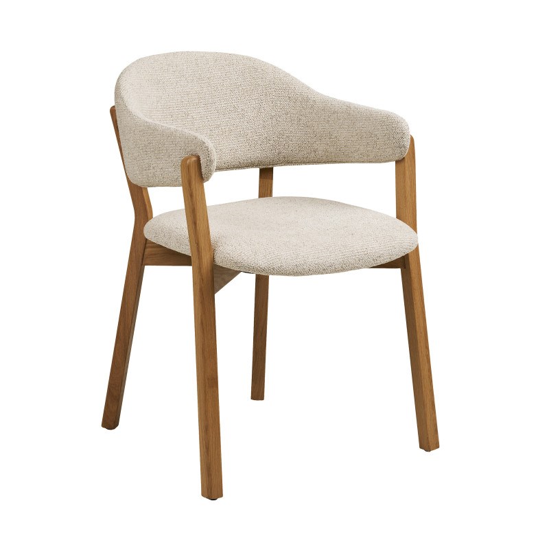 Moloo - Fair-fauteuil de table en chêne massif et tissu, beige