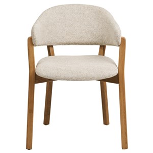 Fair-fauteuil de table en chêne massif et tissu, beige
