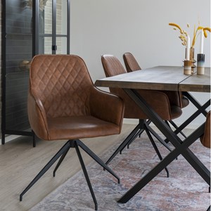 Grace- chaise pivotante 360° en pu vintage marron