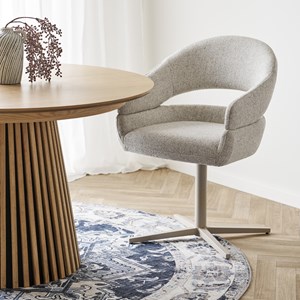 Hugs-fauteuil de table pivotant en tissu beige (x2)