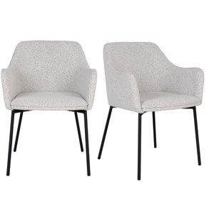 Leonie-fauteuil de table en tissu bouclé écru (x2)