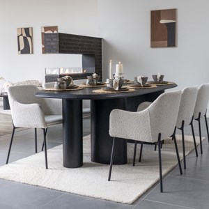 Leonie-fauteuil de table en tissu bouclé écru (x2)