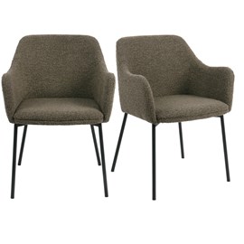 Leonie-fauteuil de table en tissu bouclé taupe (x2)