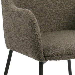 Leonie-fauteuil de table en tissu bouclé taupe (x2)