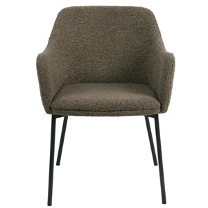 Leonie-fauteuil de table en tissu bouclé taupe (x2)