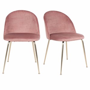 Loly- chaise en velours rose et finition laiton (x2)