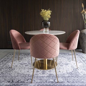 Loly- chaise en velours rose et finition laiton (x2)