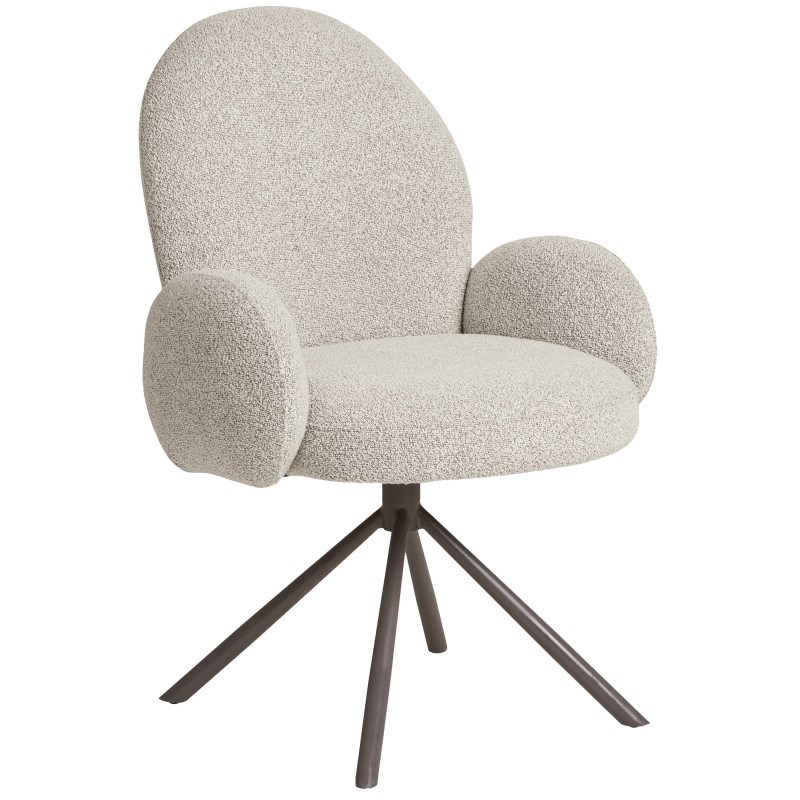 Lyiv- fauteuil de table pivotant 360° en tissu sable