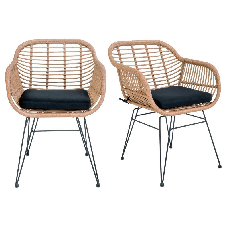 Moloo - Rio-fauteuil de table en rattan naturel et métal (x2)