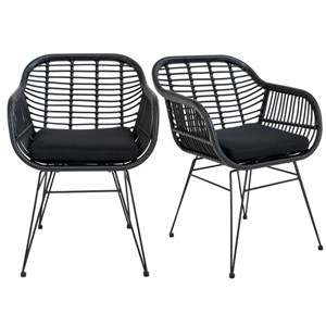 Rio-fauteuil de table en rattan noir et métal (x2)