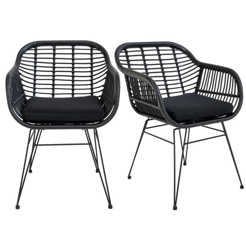 Moloo - Rio-fauteuil de table en rattan noir et métal (x2)