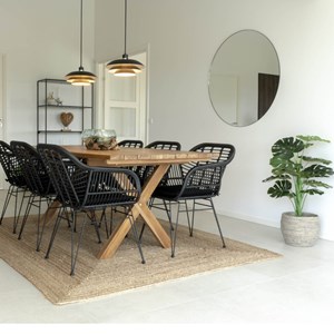 Rio-fauteuil de table en rattan noir et métal (x2)