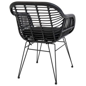 Rio-fauteuil de table en rattan noir et métal (x2)