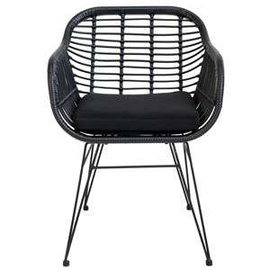 Rio-fauteuil de table en rattan noir et métal (x2)