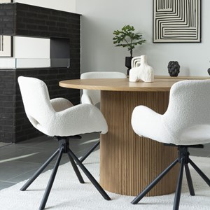 Sixty- chaise pivotante 360° en tissu écru (x2)