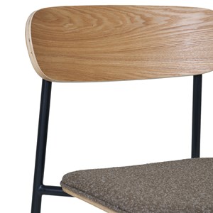 Skool-chaise en frêne massif, acier noir et tissu taupe (x2)