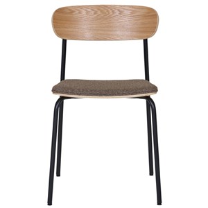Skool-chaise en frêne massif, acier noir et tissu taupe (x2)