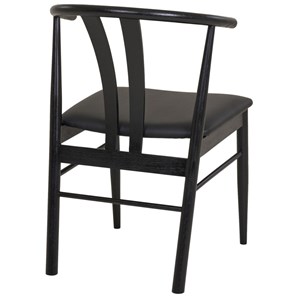 Sven-fauteuil de table en hêtre massif noir et pu noir (x2)