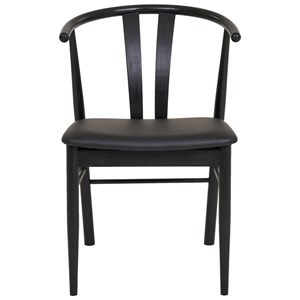 Sven-fauteuil de table en hêtre massif noir et pu noir (x2)