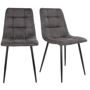 Svin- chaise vintage gris et acier noir (x2)