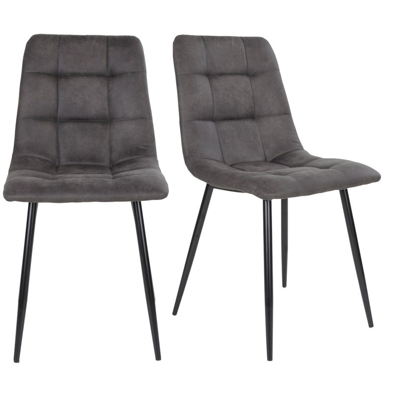 Svin- chaise vintage gris et acier noir (x2)