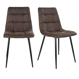 Svin- chaise vintage brun et acier noir (x2)