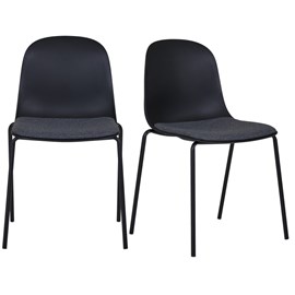 Vick-chaise en tissu, abs et acier noir (x2)
