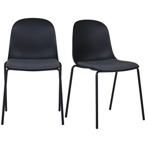 Vick-chaise en tissu, abs et acier noir (x2)