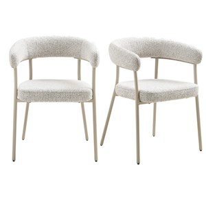Vito-fauteuil de table en tissu sable et acier beige (x2)